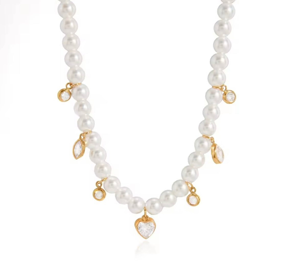 PREORDER- Ashley Pearl Charm Necklace