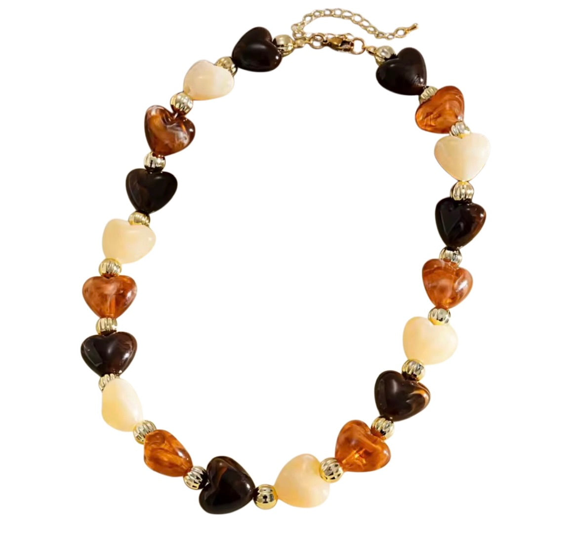 PREORDER- Amber Beaded Heart Necklace