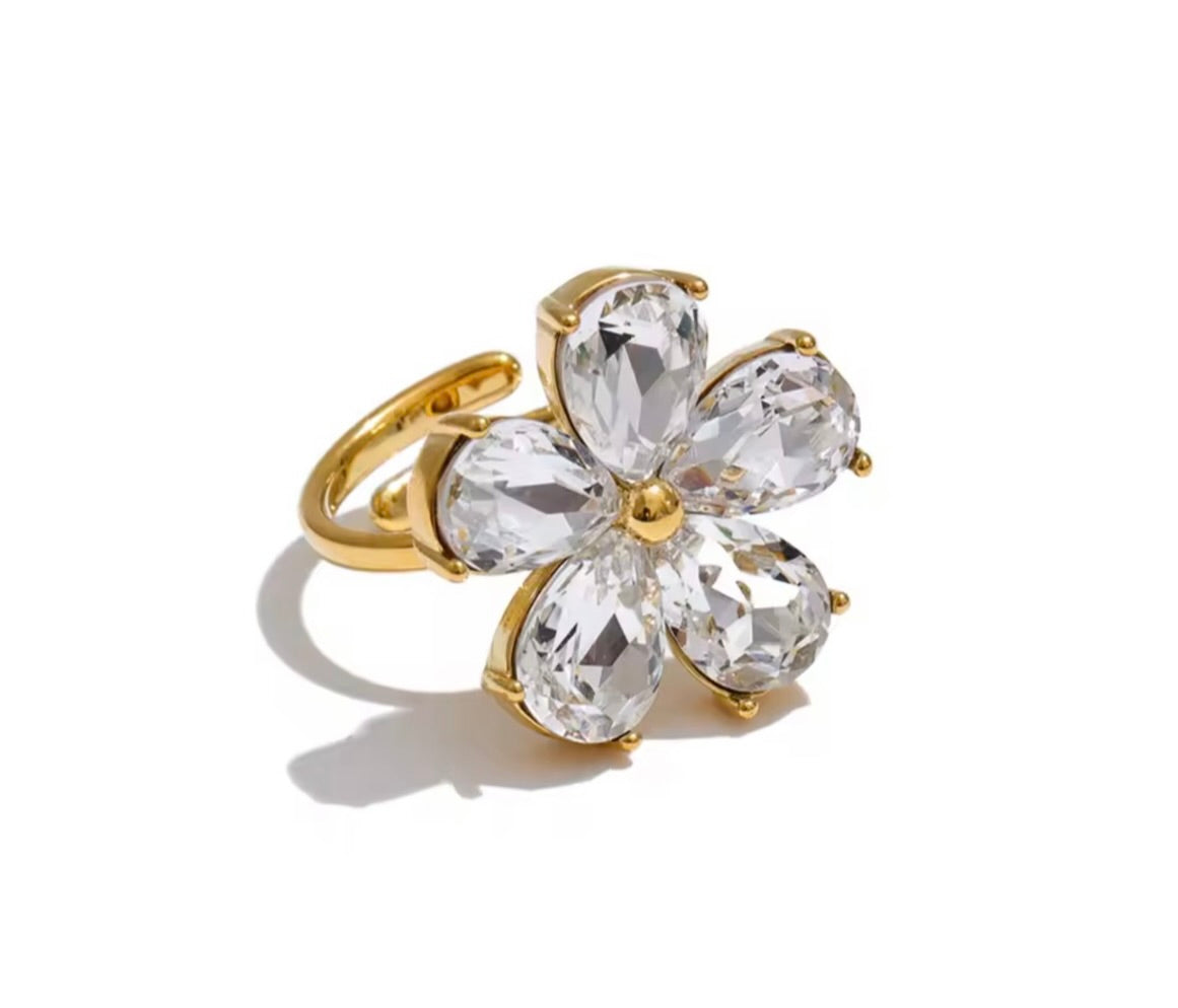 PREORDER- Bailee Crystal Flower Ring