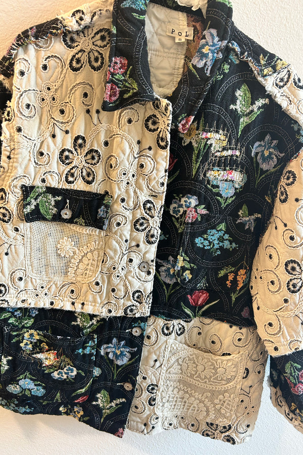 Painted Floral Jacquard Relaxed Fit Jacket