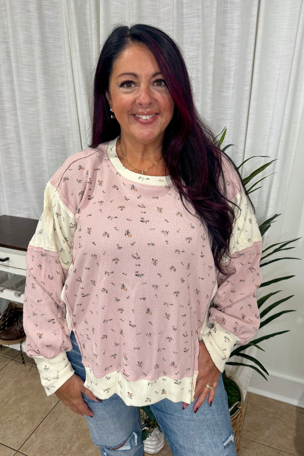 Floral Detail Long Sleeve Casual Top