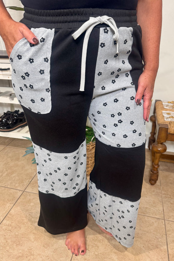 Contrast Stitch Wide Leg Pants