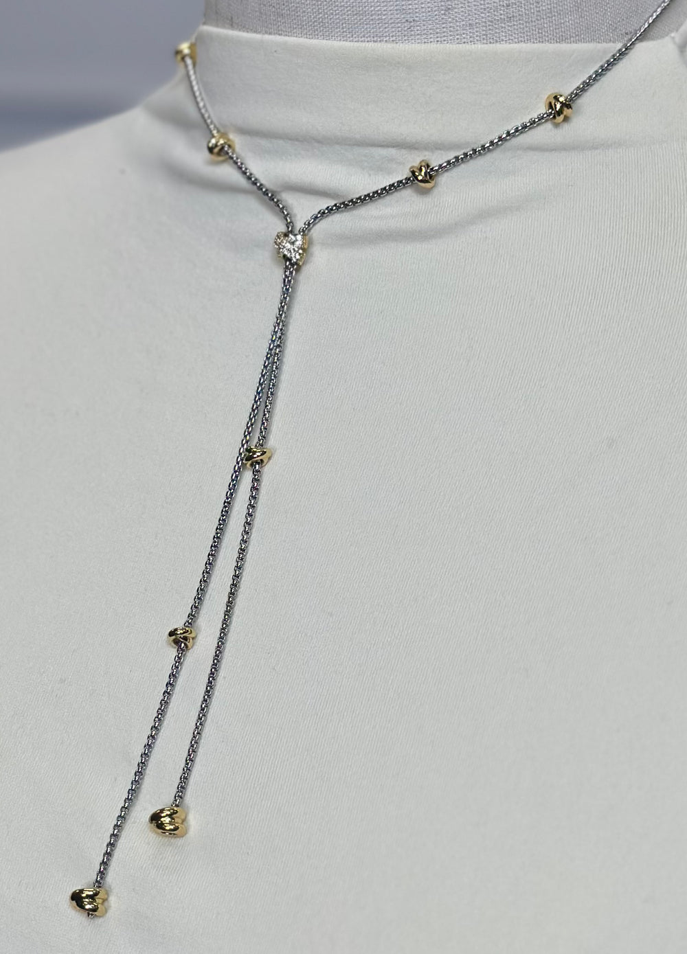 Lariat Style Mixed Metal Necklace