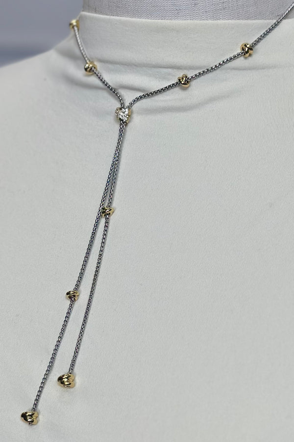 Lariat Style Mixed Metal Necklace
