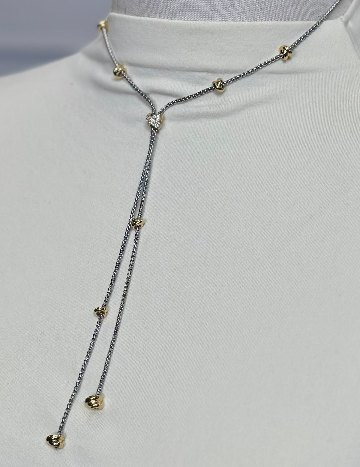 Lariat Style Mixed Metal Necklace