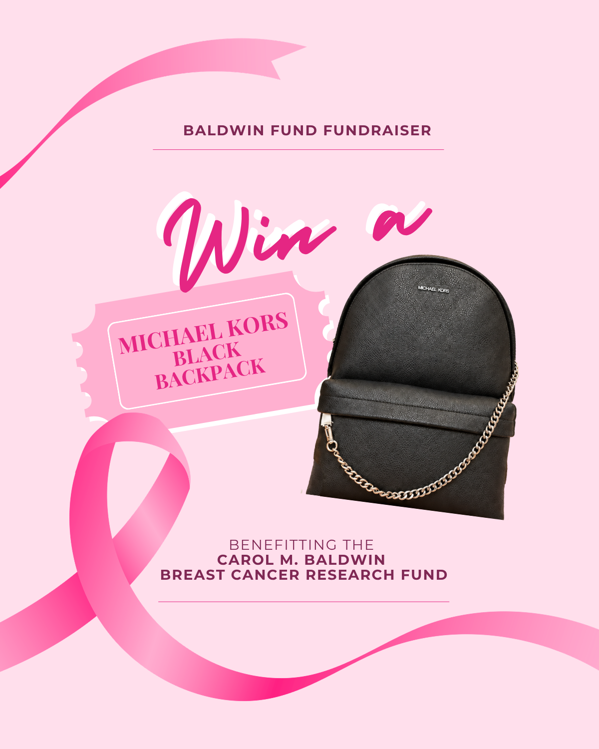 Baldwin Fund Raffle Ticket | Michael Kors Black Backpack