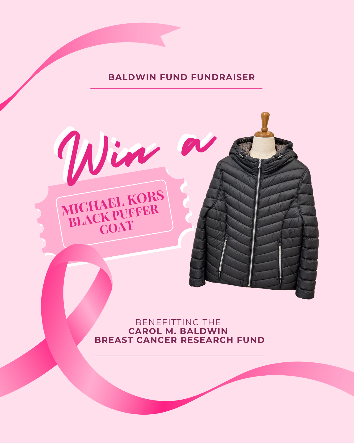 Baldwin Fund Raffle Ticket | Michael Kors Black Puffer Coat-Large