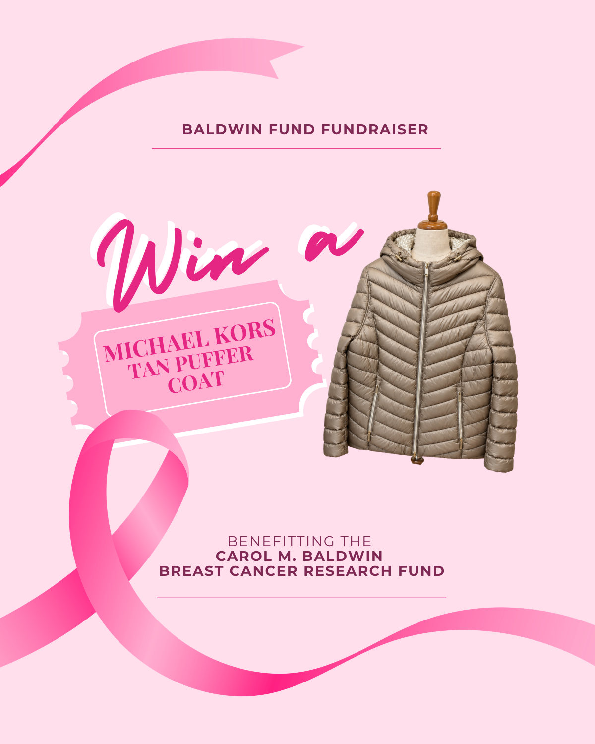 Baldwin Fund Raffle Ticket | Michael Kors Tan Puffer Coat XL