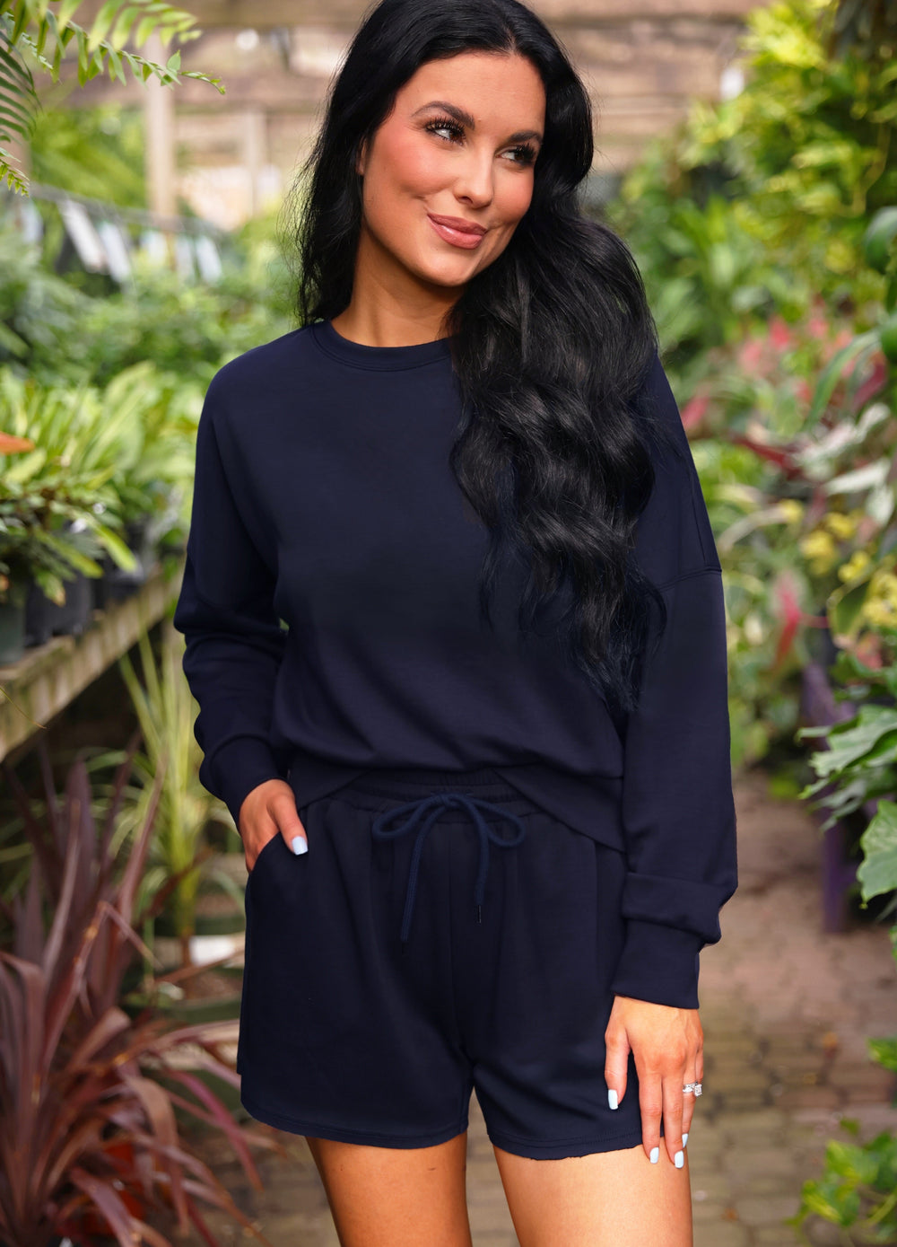 Luna Luxe Pullover Set- Navy