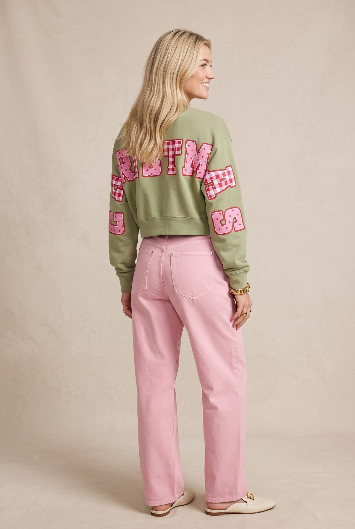 PREORDER- Merry Christmas Patch Pistachio Crop Sweatshirt