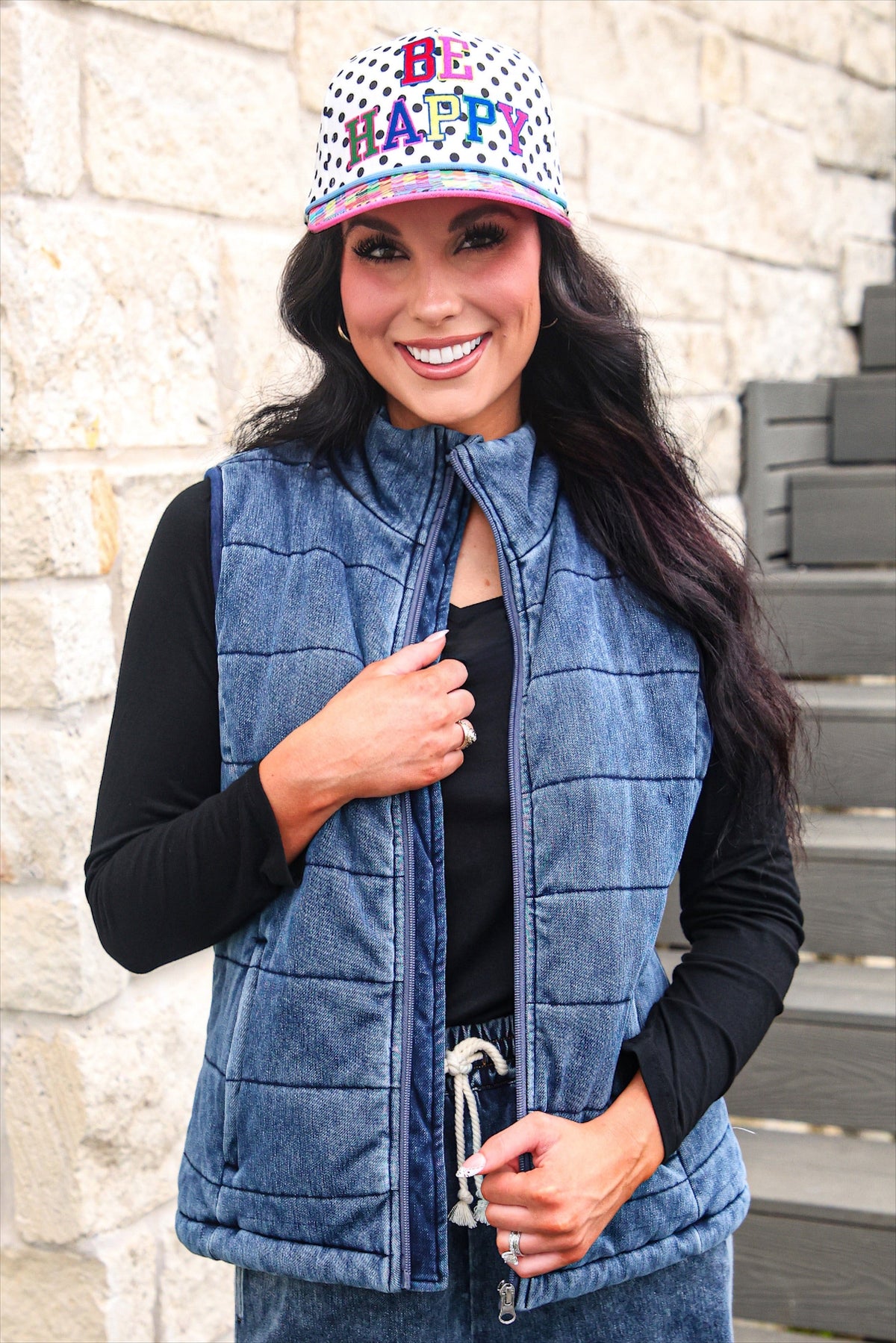 Refined Denim Puffer Vest in Light Wash