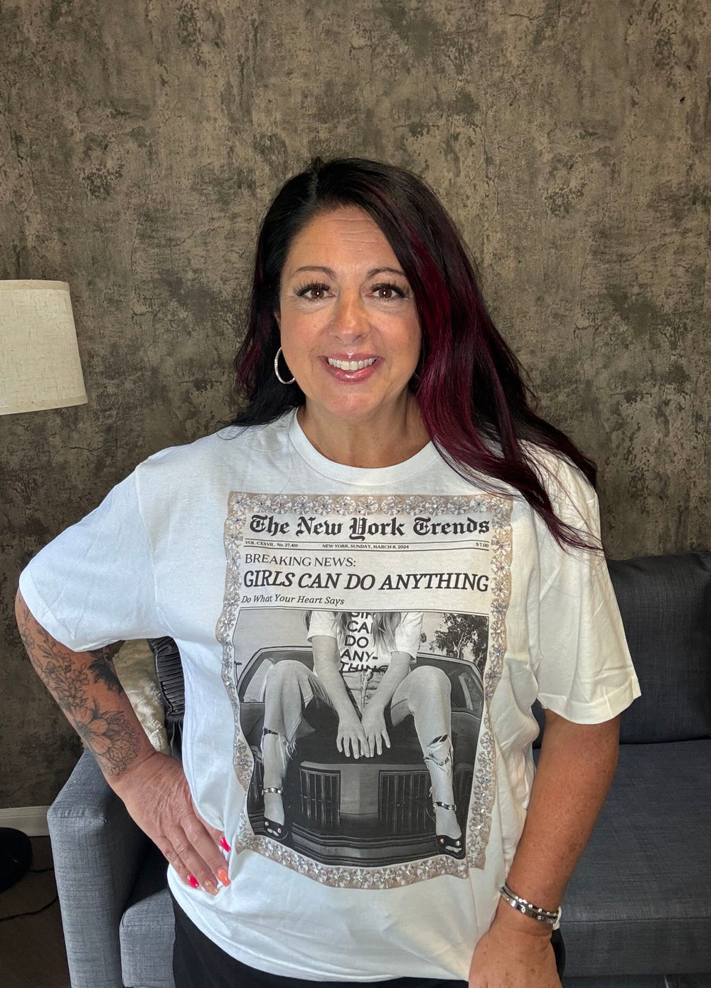 Girls Can Do Anything Bling Graphic Tee