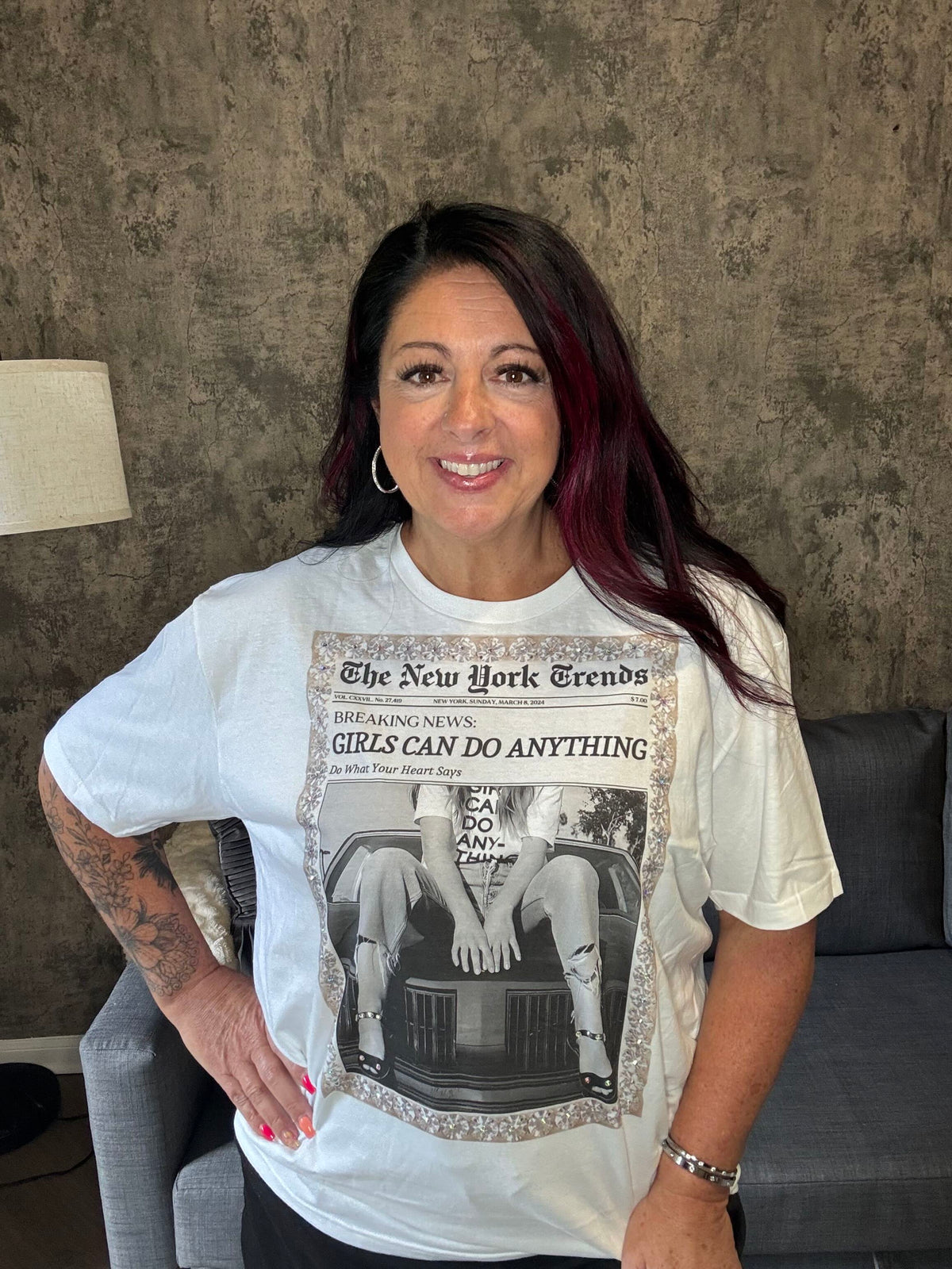 Girls Can Do Anything Bling Graphic Tee
