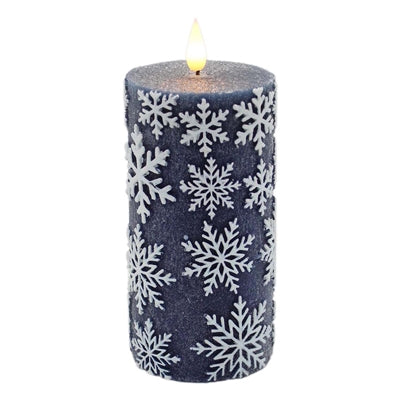 6 inch Blue Snowflake LED Pillar