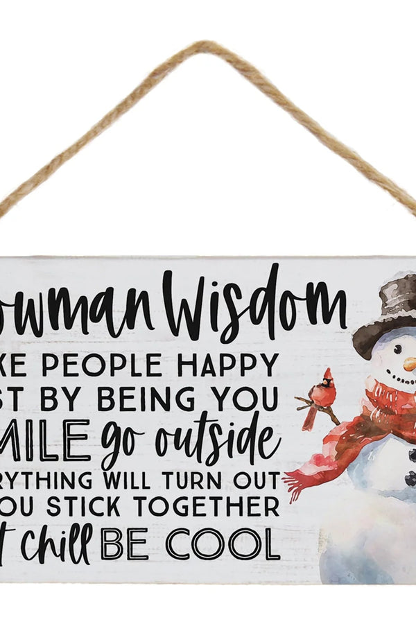 PREORDER- Snowman Wisdom Small Hanging Sign Decor