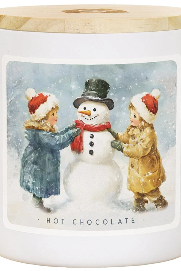 PREORDER- Building Snowman Art Christmas Soy-Based Candle - Hot Chocolate