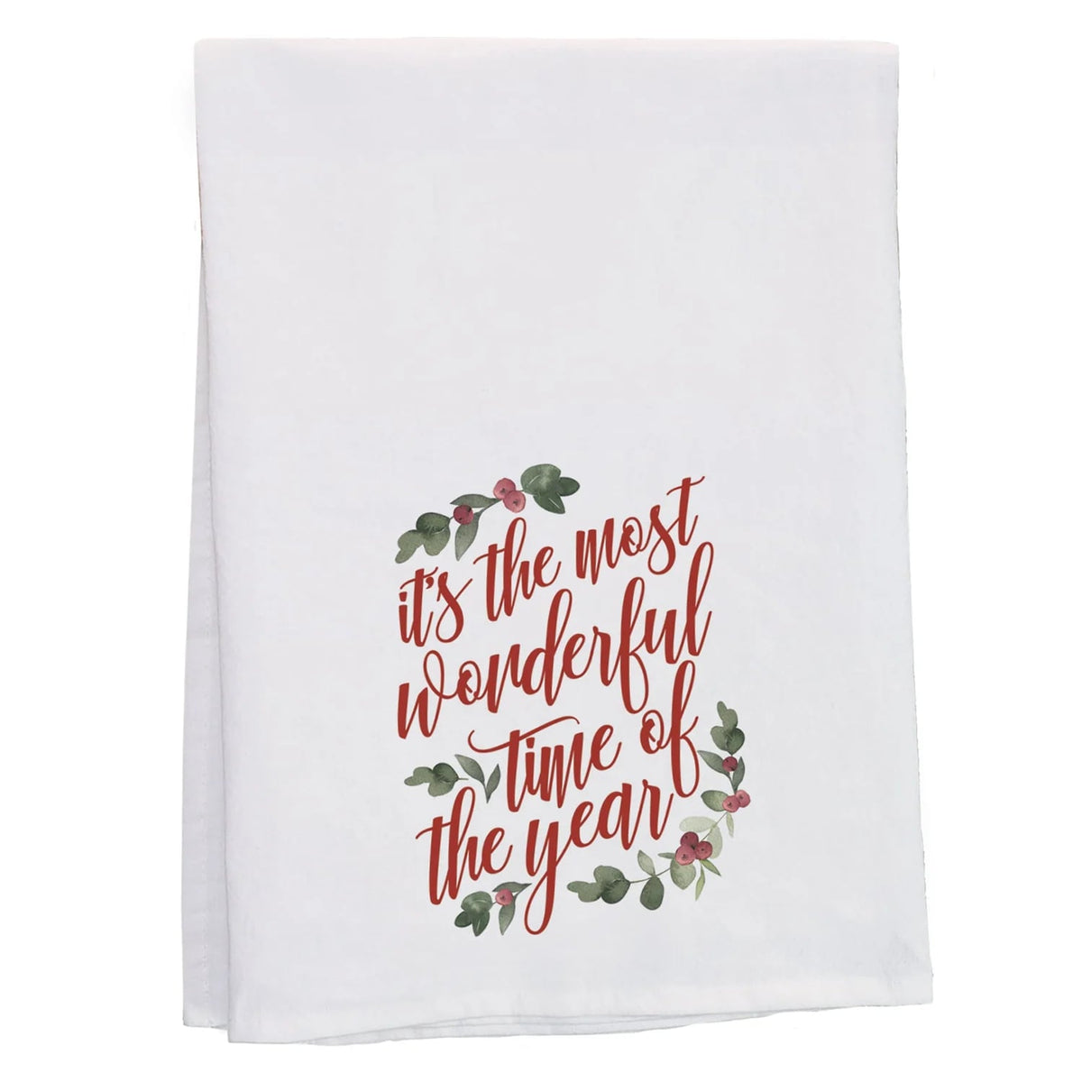 PREORDER- Wonderful Time Holly Christmas Kitchen Tea Towel