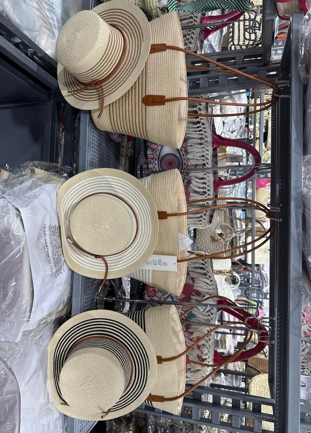 Woven Hand Bag W/Hat