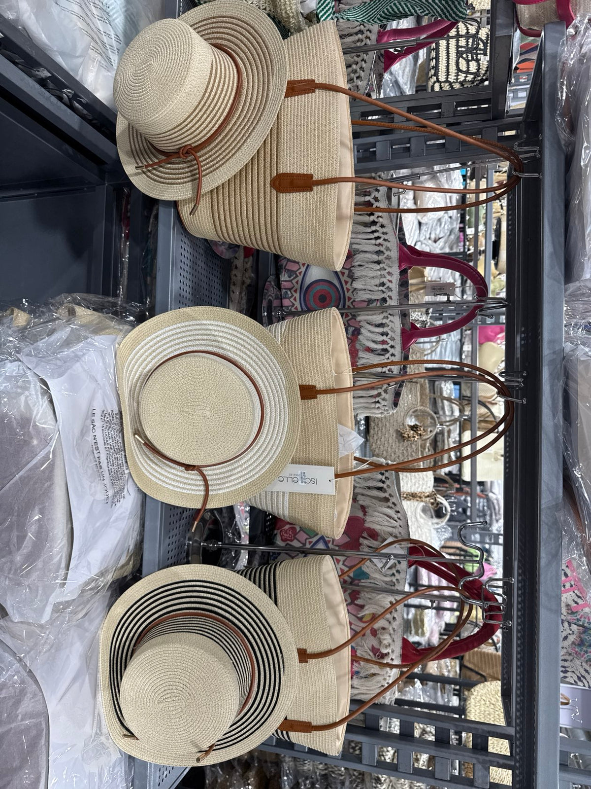 Woven Hand Bag W/Hat