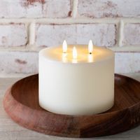 6" X 5" 3 Wick White Led Candle