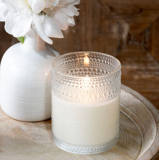 5" Led Beaded Glass Candle