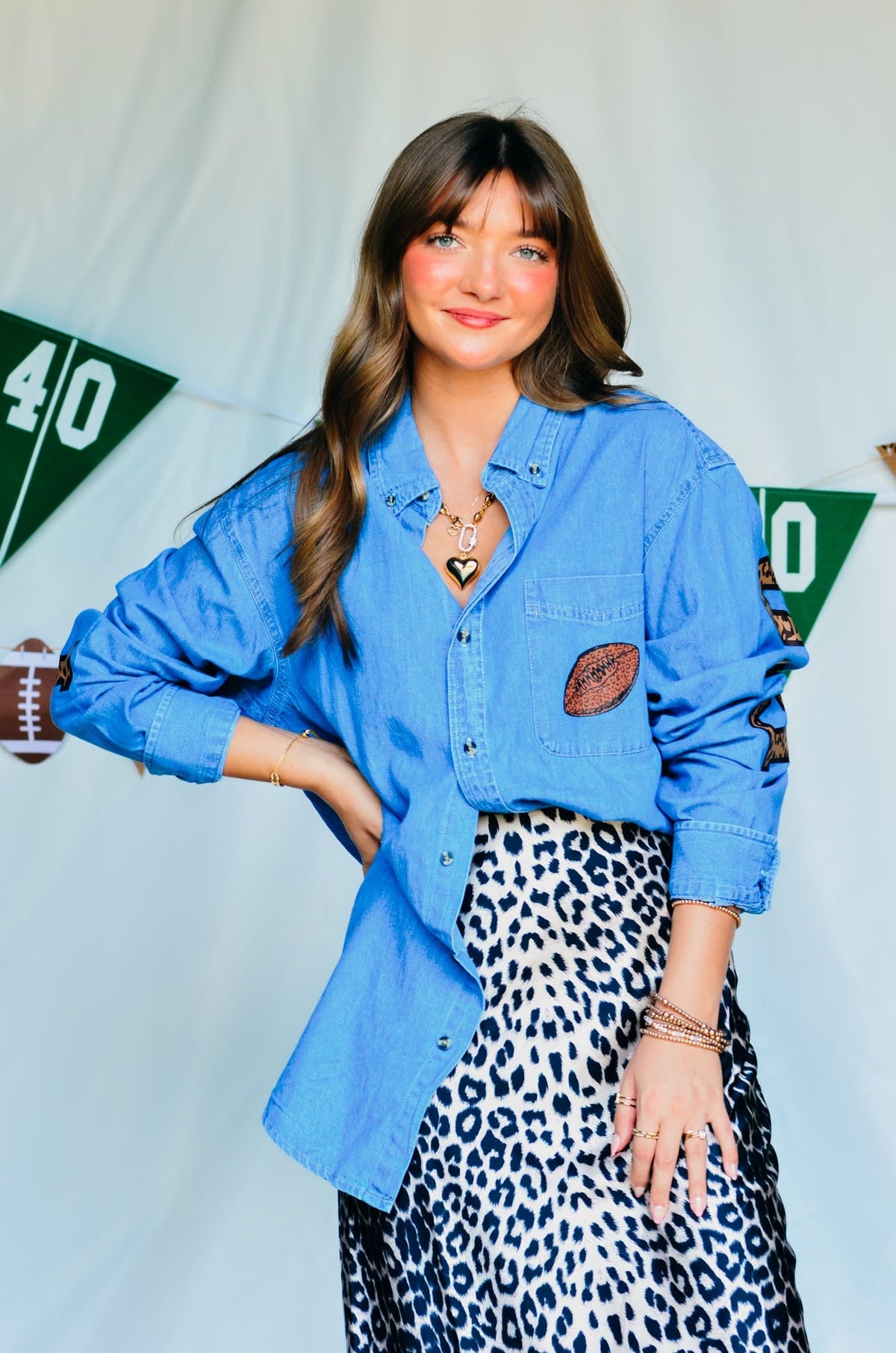 PREORDER- Football Leopard Denim Shirt