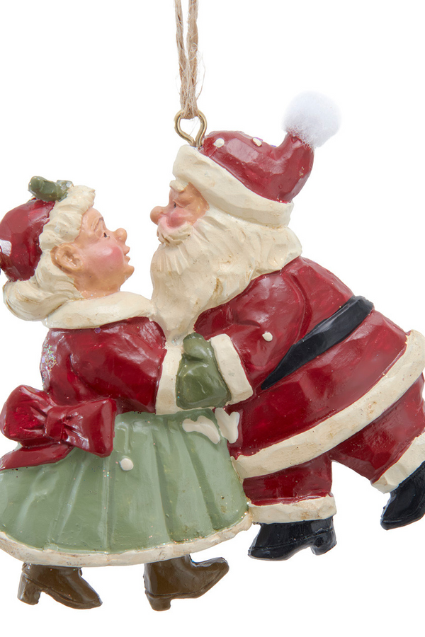 3" Resin Snow Town Santa Couple Ornament