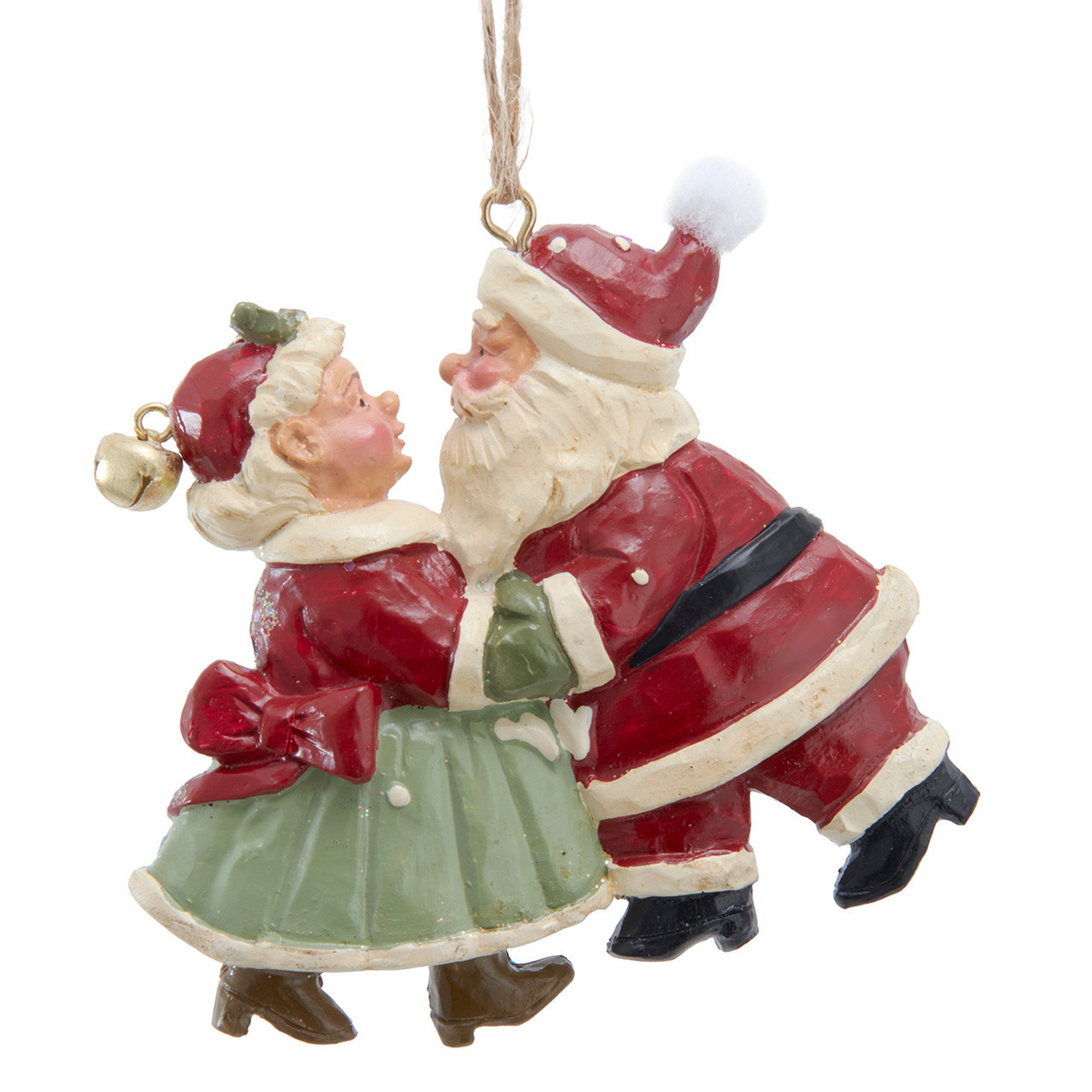 3" Resin Snow Town Santa Couple Ornament