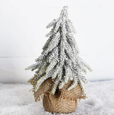 8" Frosted Tree In Burlap