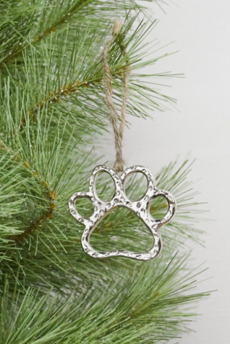 Silver Dog Paw Ornament