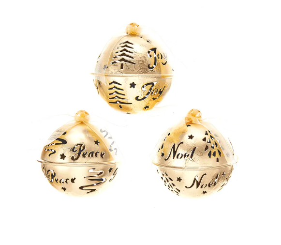 Gold Metal Bell Ornament - Multiple Designs