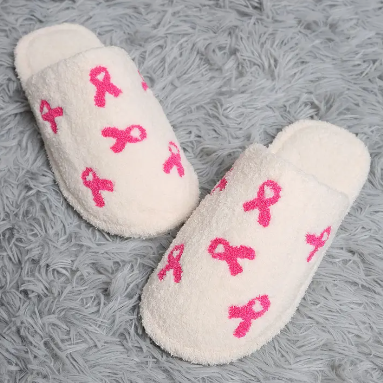 Breast Cancer Ribbon Slippers
