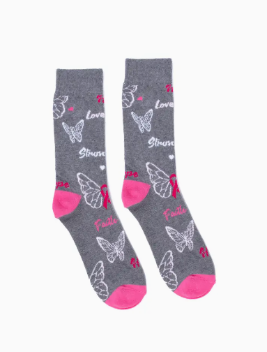 Butterfly Breast Cancer Awareness Socks