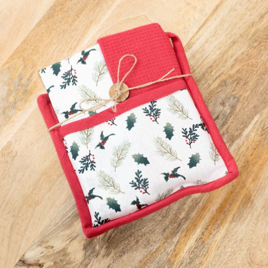Holly Potholder Towel Set