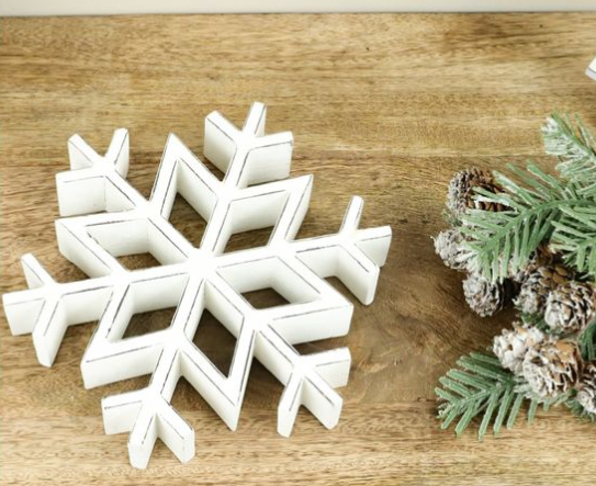 12" Whitewash Wood Snowflake