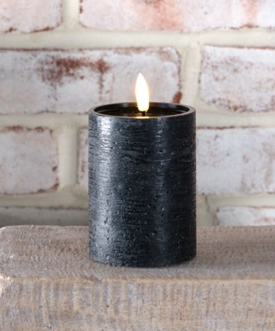 4" Black LED Pillar Candle