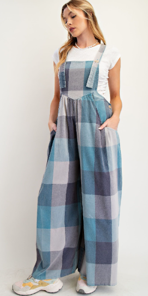 Plaid Pattern Overalls