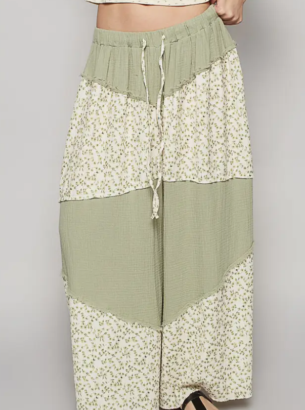 Floral Double Gauze Woven Pants