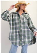 Plaid Long Sleeve Peace Patch Shirt
