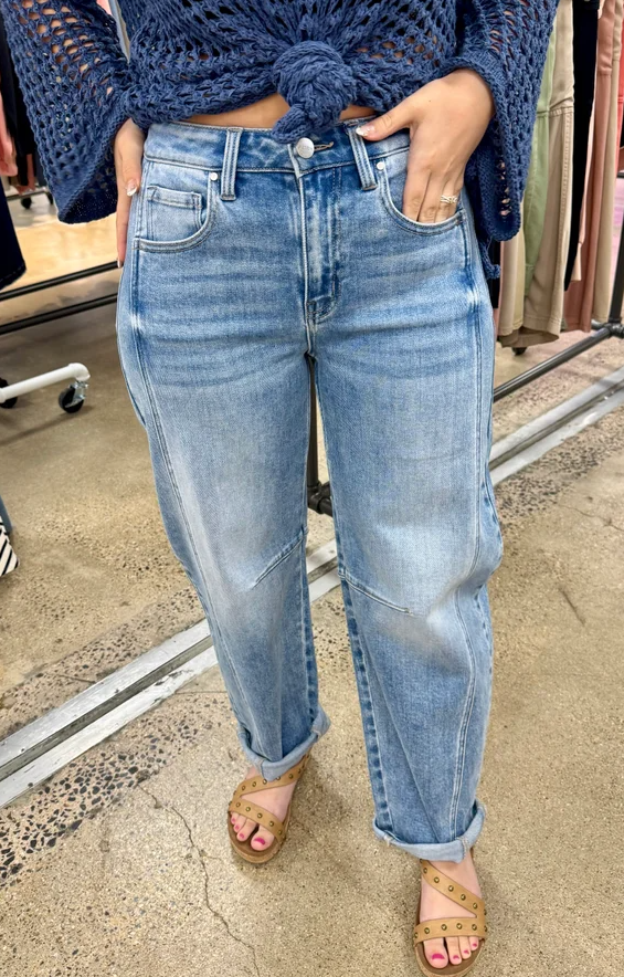 Risen High Rise Boyfriend Barrel Jeans