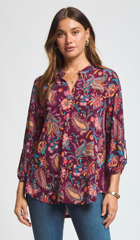 Dear Scarlett Classic Lizzy- Wine & Paisley Floral