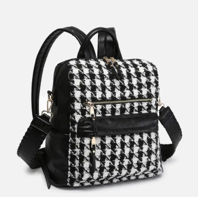 Amelia Houndstooth Backpack W/Strap