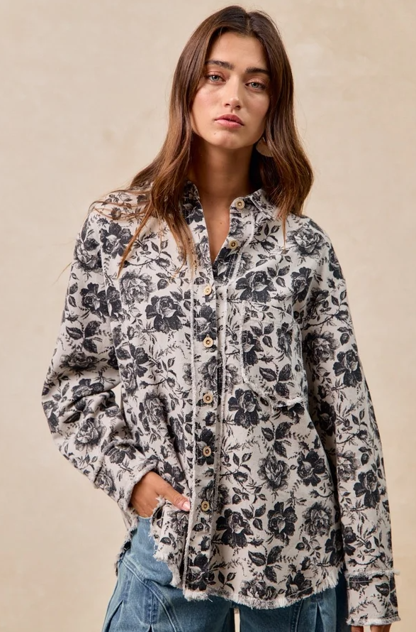 Bed Of Roses Button Down Top