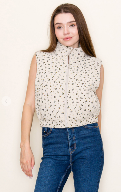 Floral Print Knit Vest