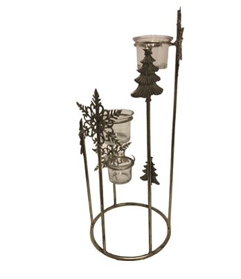 6.5"D x 15.75"H Triple Votive Iron Holder