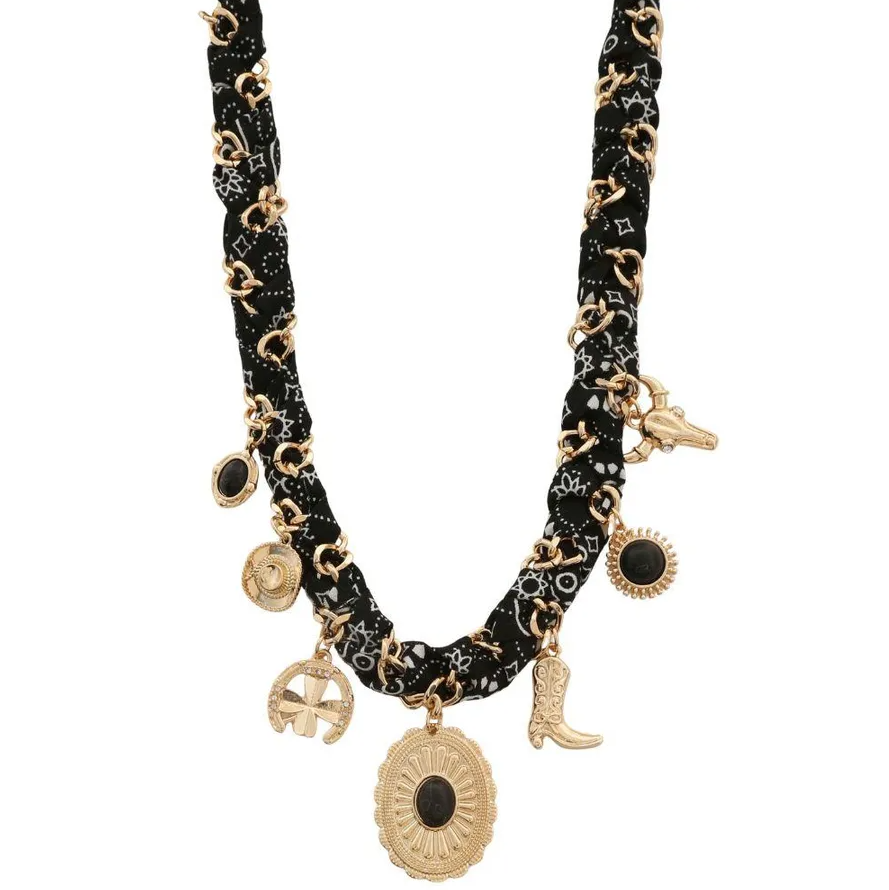 Cowgirl Karma Braided Bandana Charm Necklace