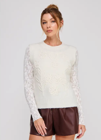 Floral Embroidery Sweater Vest