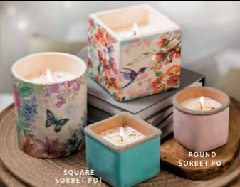 Summer Blossoms Rd Pedestal Pot Candle