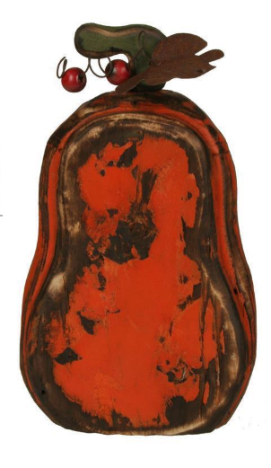 10.5"H Wood Tin Pumpkin - Orange