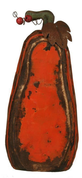 13.75"H Wood Tin Pumpkin - Orange